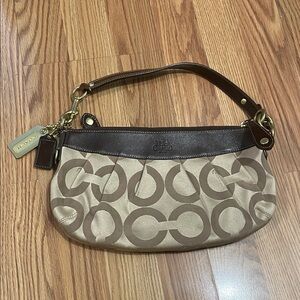 y2k vintage Coach Monogran Brown and Tan Clutch Shoulder Bag